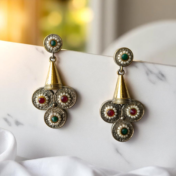 Tela Naari Anika Dual Tone Earrings - TelaNaari