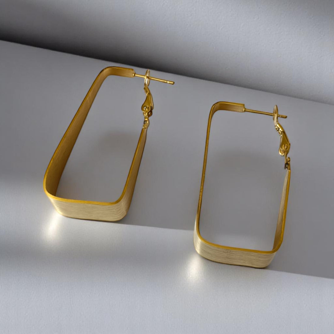 Tela Naari Golden Trapeze Anti-Tarnish Earrings - TelaNaari