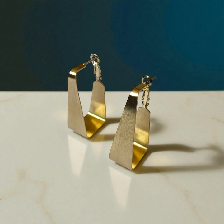 Anti-Tarnish Golden Trapeze Earrings