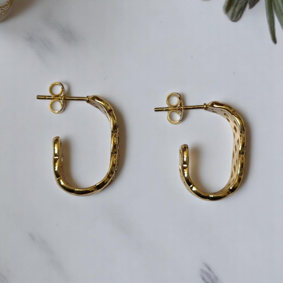 Tela Naari Golden Lattice Anti-Tarnish Earrings - TelaNaari