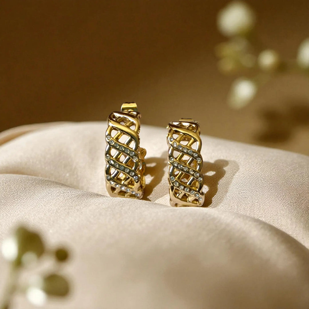 Tarnish-Free Golden Lattice Earrings