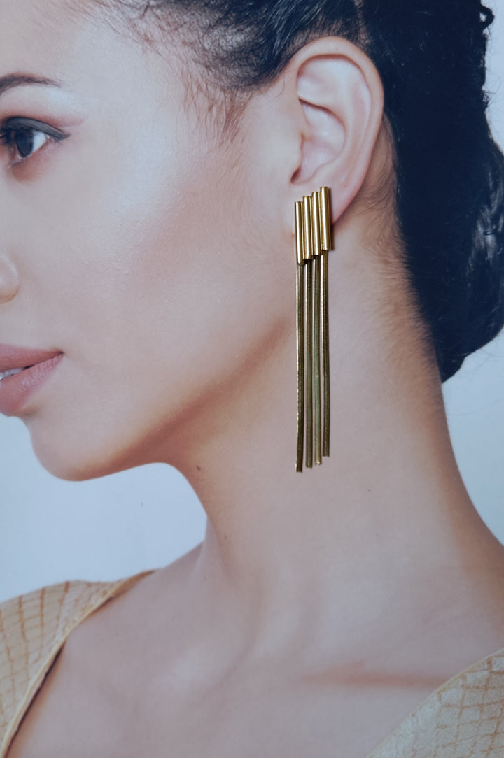 Tela Naari Anti-Tarnish Long Stick Drop Earrings - TelaNaari