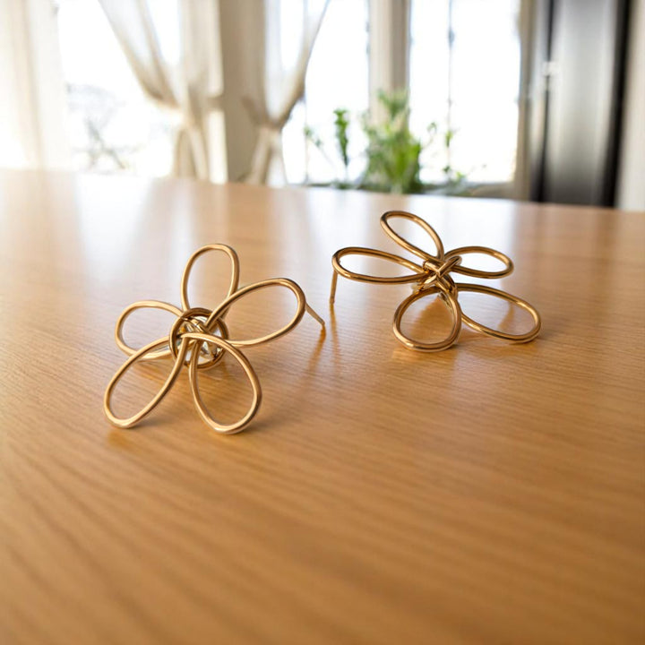 Tela Naari Golden Floret Anti-Tarnish Earrings - TelaNaari