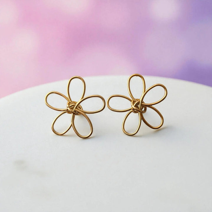 Anti-Tarnish Golden Floret Earrings