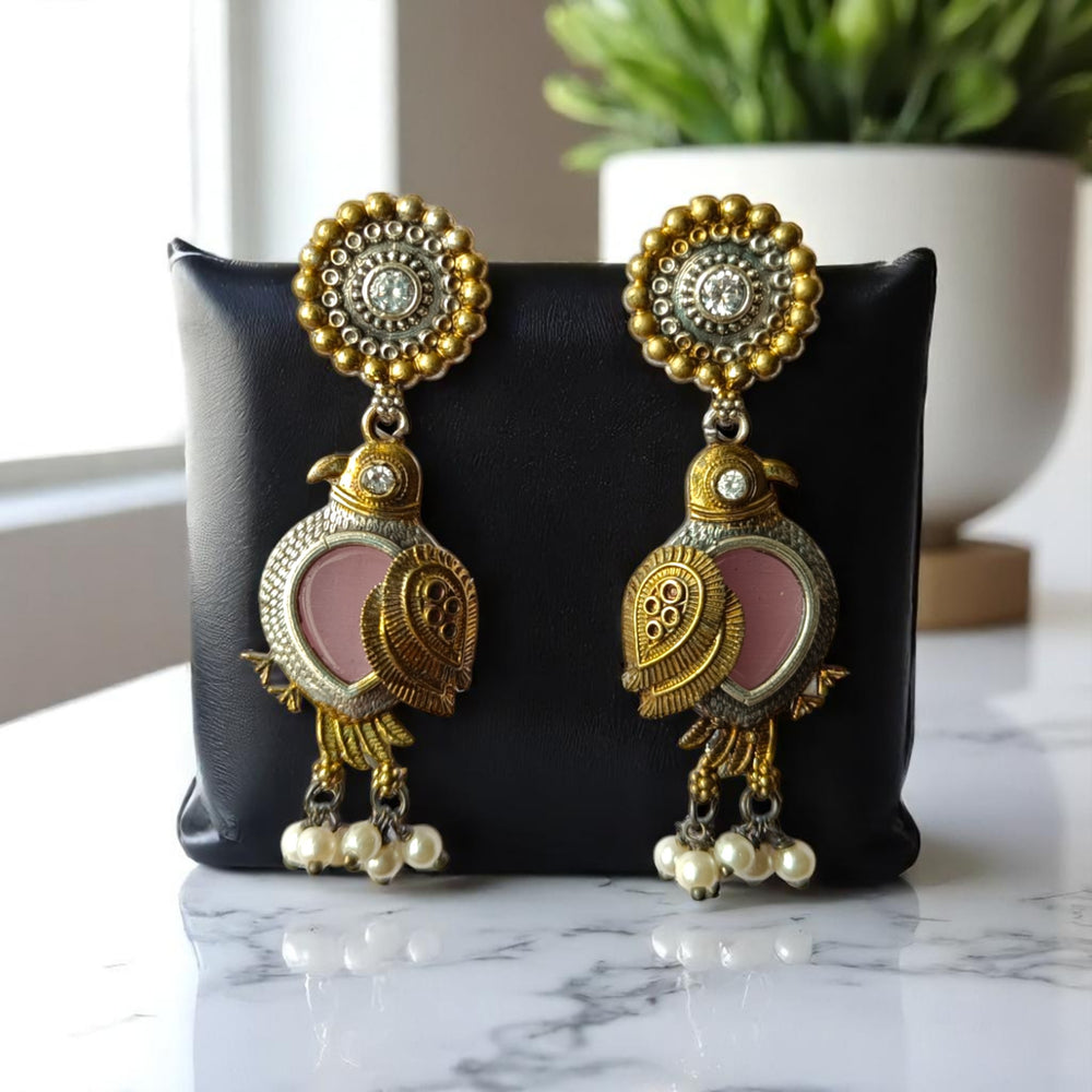 Tela Naari Damini Dual Tone Bird Earrings - TelaNaari