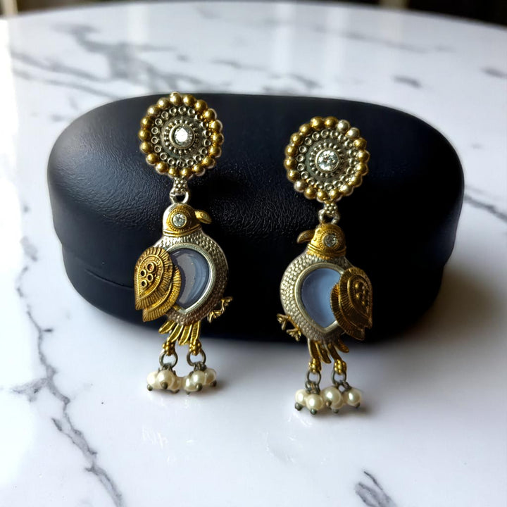 Tela Naari Damini Dual Tone Bird Earrings - TelaNaari