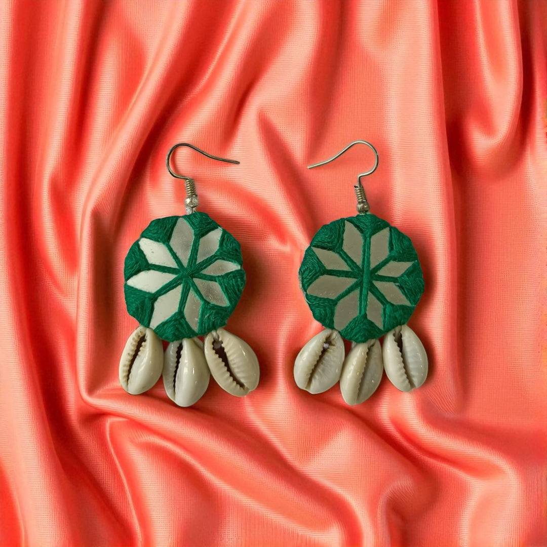 Tela Naari Dhruti Embroidered Cowrie Earrings