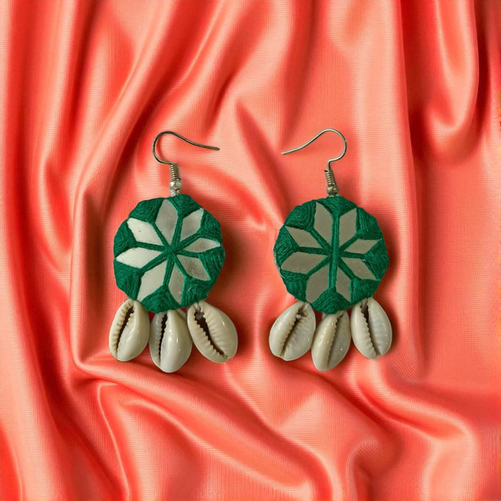 Tela Naari Dhruti Embroidered Cowrie Earrings