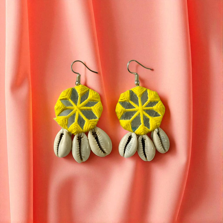 Tela Naari Dhruti Embroidered Cowrie Earrings