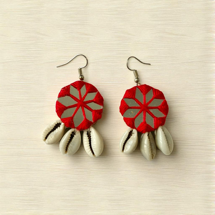 Tela Naari Dhruti Embroidered Cowrie Earrings