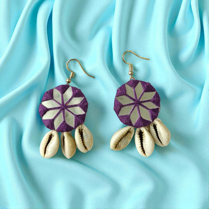 Tela Naari Dhruti Embroidered Cowrie Earrings