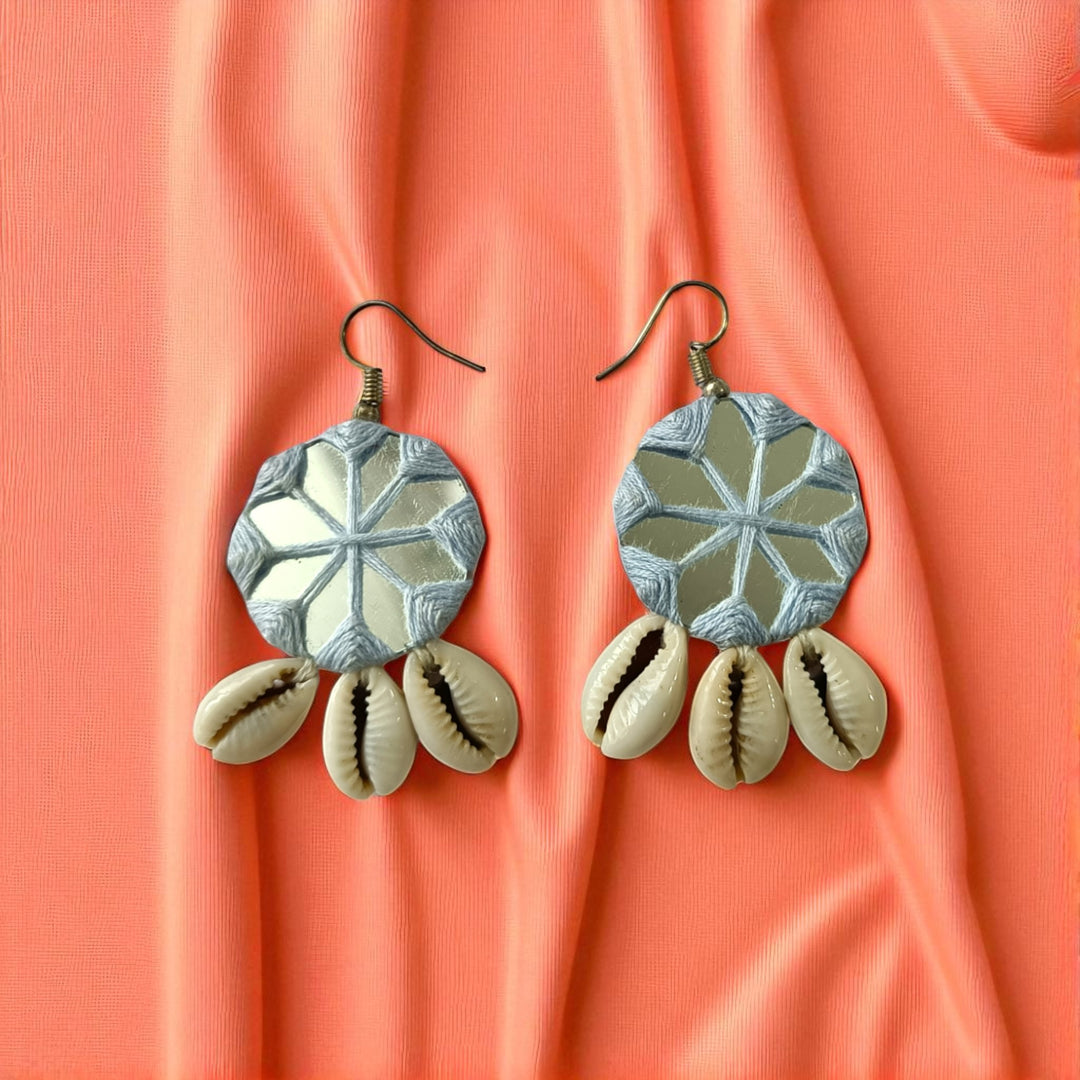 Tela Naari Dhruti Embroidered Cowrie Earrings