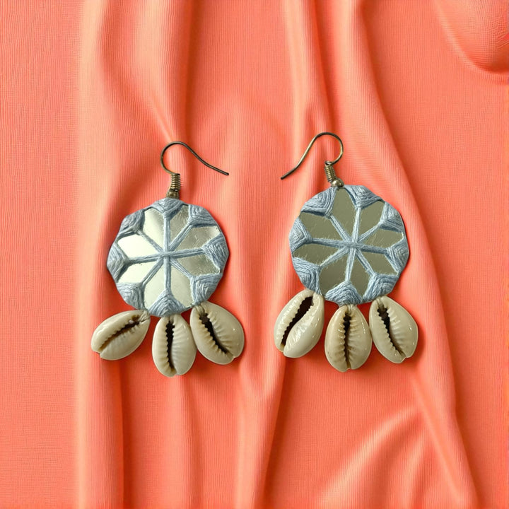 Tela Naari Dhruti Embroidered Cowrie Earrings
