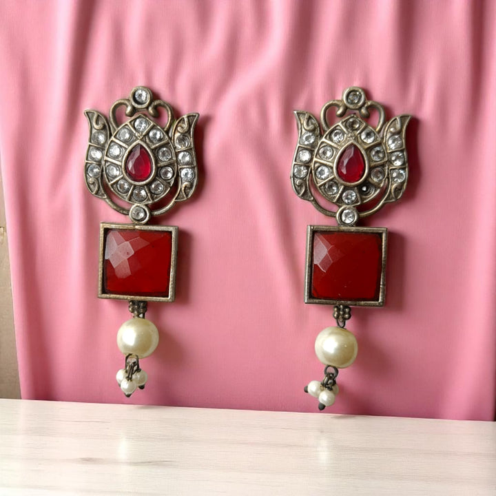 Tela Naari Dual-Tone Festive Drop Earrings - TelaNaari