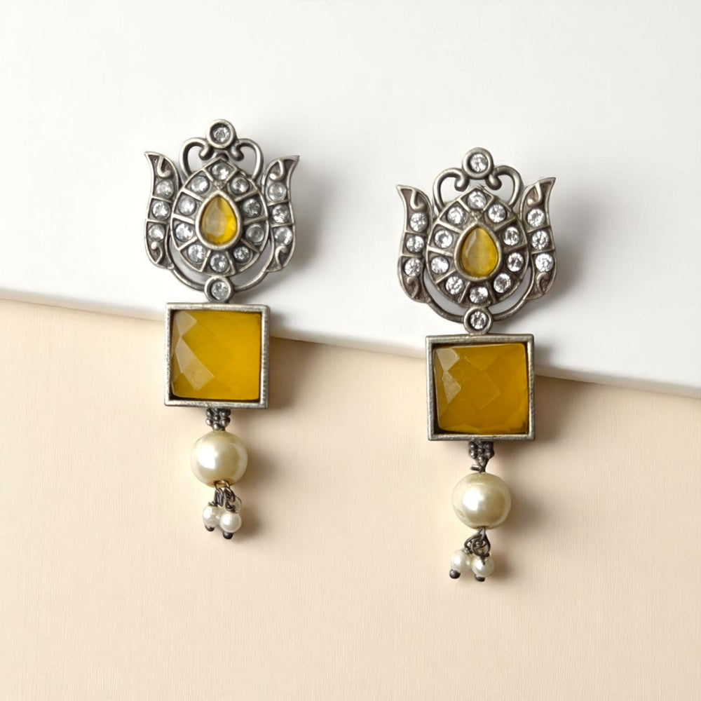 Tela Naari Dual-Tone Festive Drop Earrings - TelaNaari