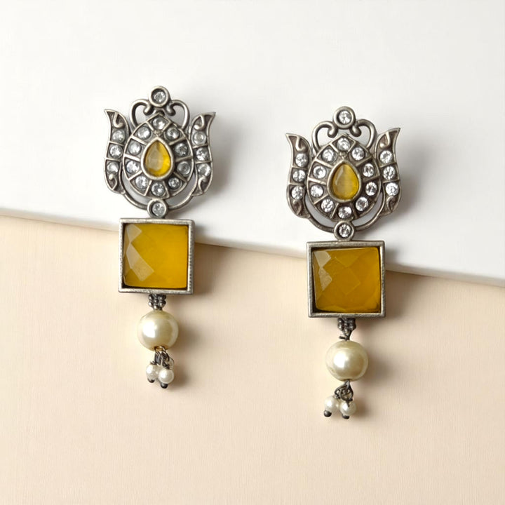 Tela Naari Dual-Tone Festive Drop Earrings - TelaNaari