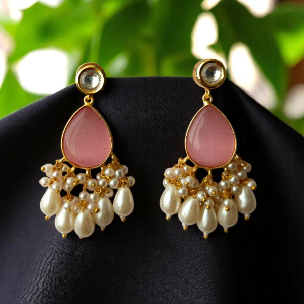 Tela Naari Gold-Plated Pink Meenakari Pearl Necklace Set - TelaNaari