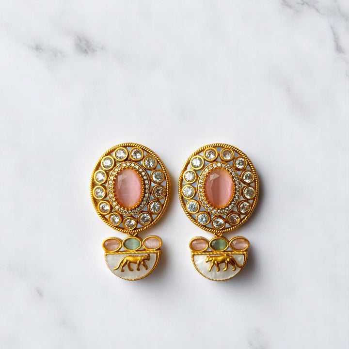 Tela Naari Blush Bloom Pink Gold-Plated Choker Necklace Set - TelaNaari