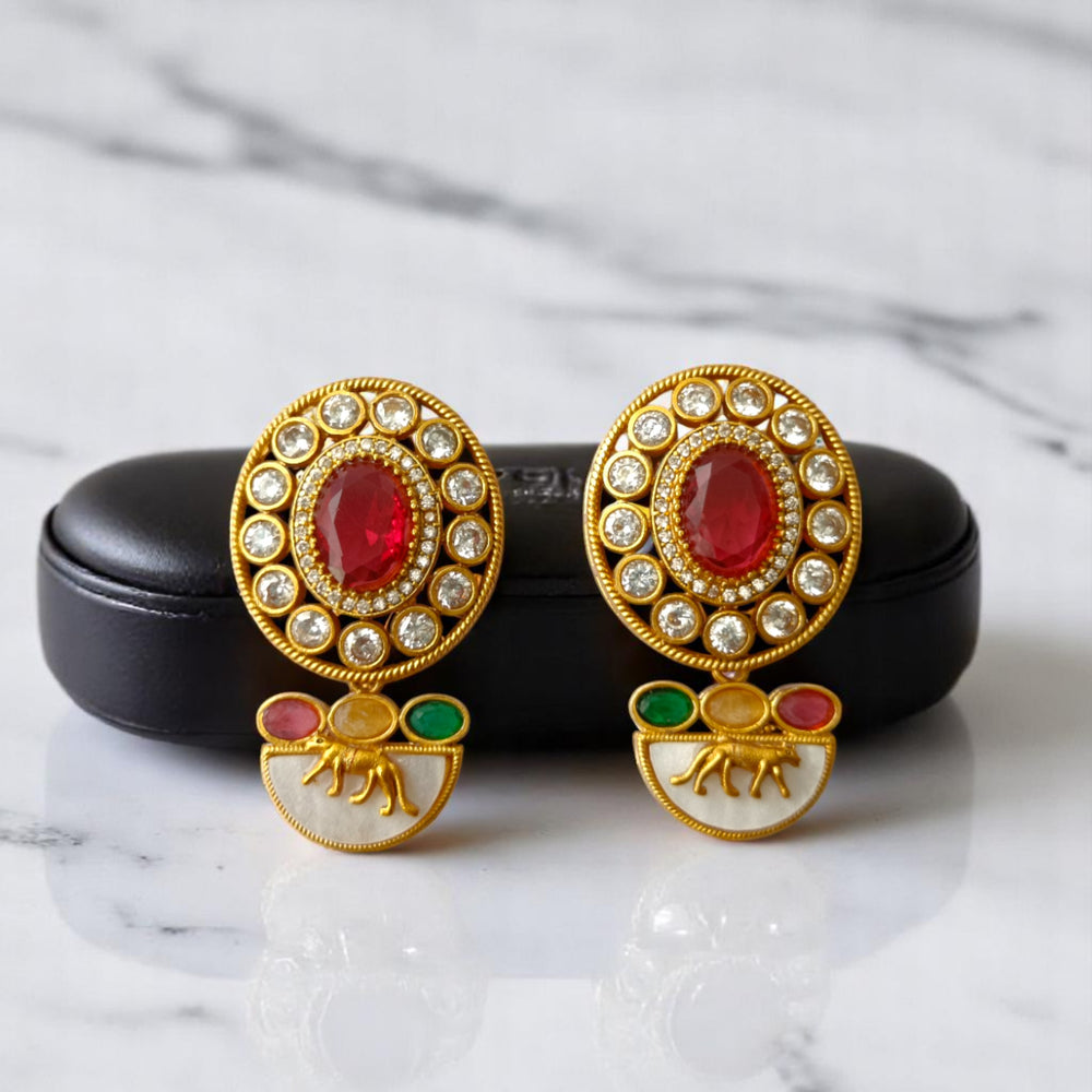 Tela Naari Royal Ruby Gold-Plated Choker Necklace Set - TelaNaari