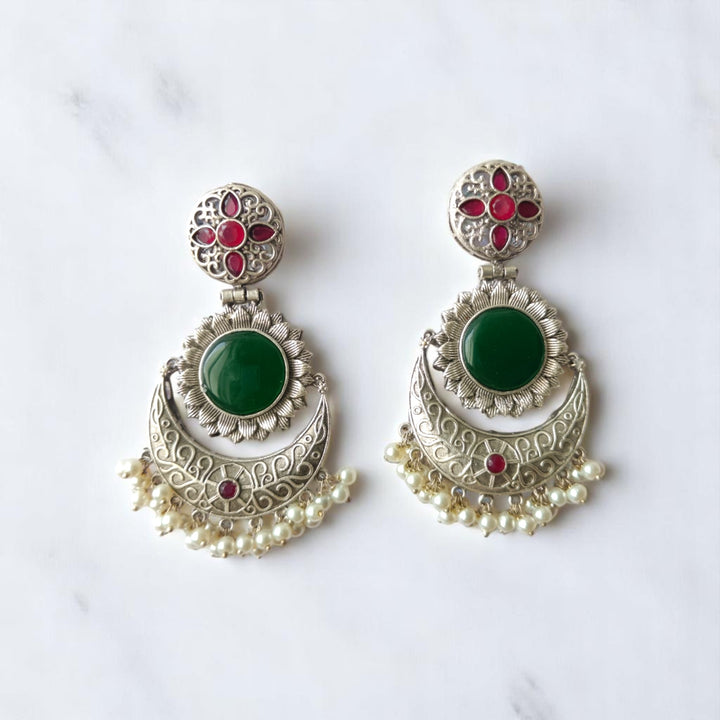 Tela Naari Full Sun Silver Plated Dangle Earrings - TelaNaari