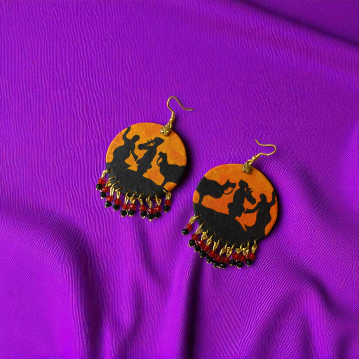 Tela Naari Handmade Irregular Dotted Tribal Bead Earrings