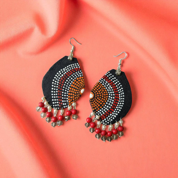 Tela Naari Handmade Round Sunflower Bead Earrings