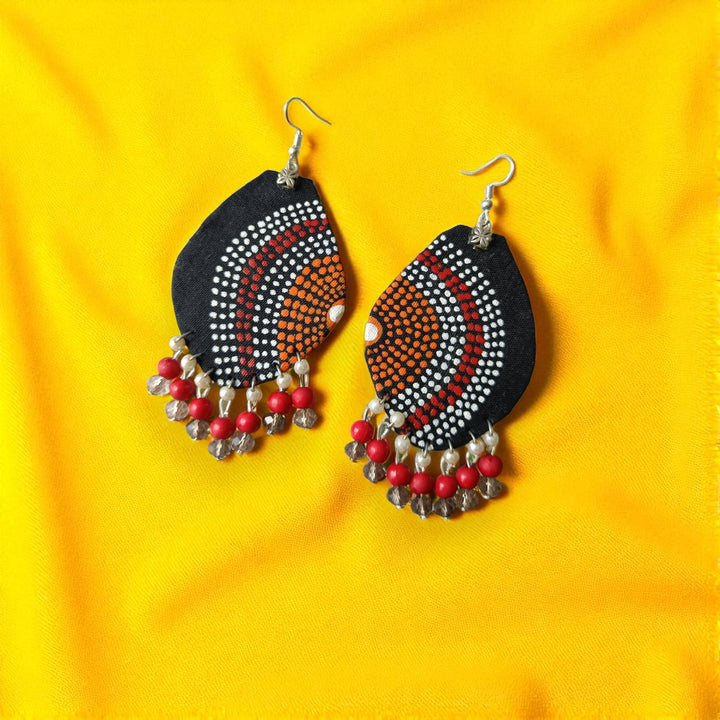 Tela Naari Handmade Round Sunflower Bead Earrings
