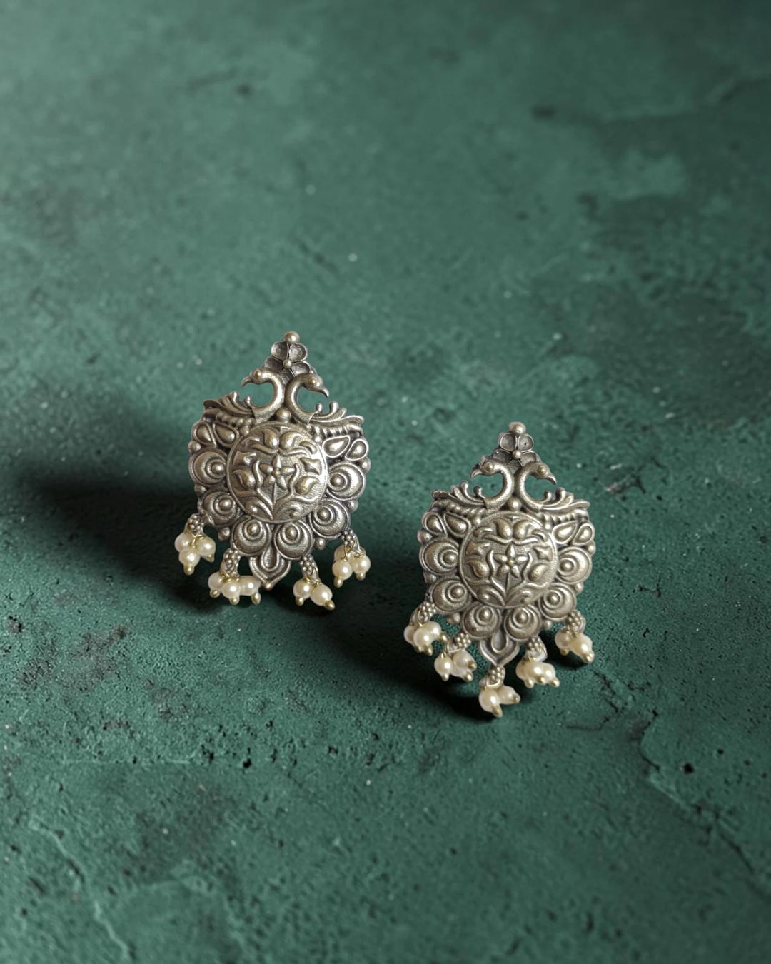 Antiqued Aida Silver-Plated Statement Earrings