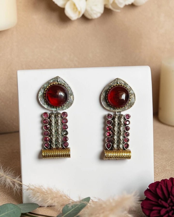 Vintage-Inspired Ahava Dual-Tone Statement Earrings