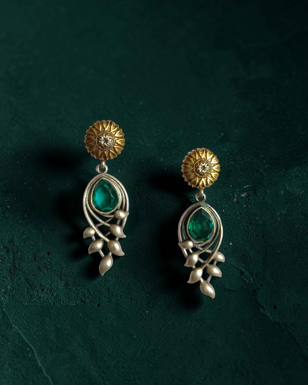 Vintage Leaf Motif Bashie Dual Tone Earrings