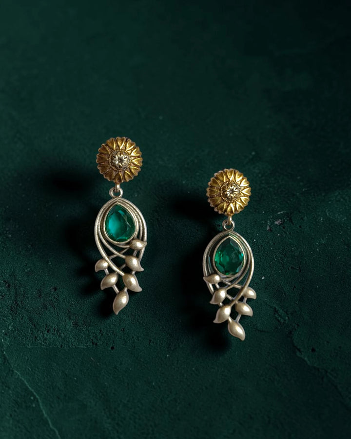 Vintage Leaf Motif Bashie Dual Tone Earrings