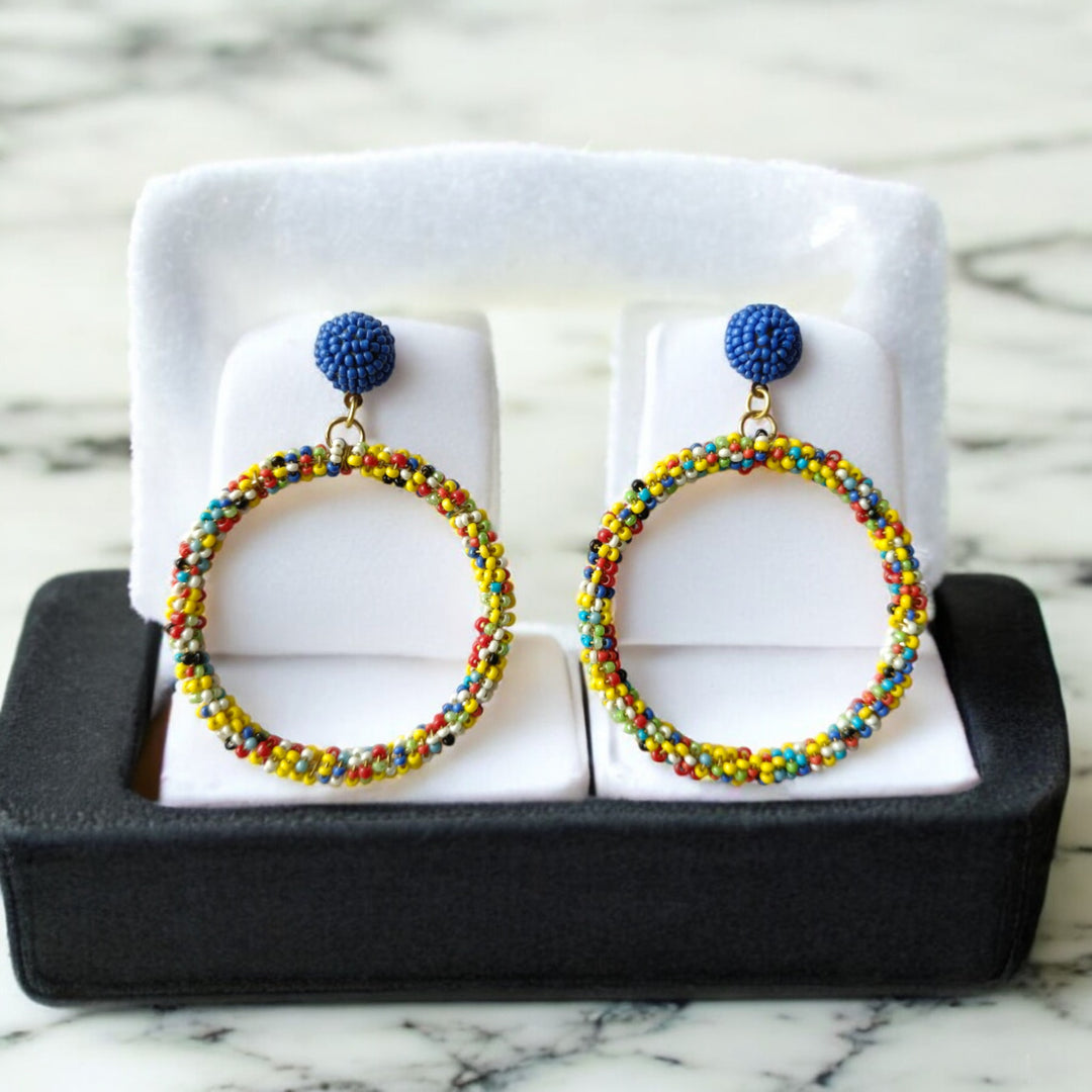 Tela Naari Multicolor Beaded Dangle Earrings