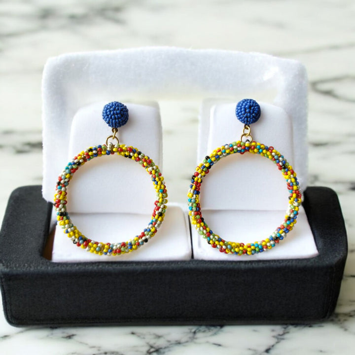 Tela Naari Multicolor Beaded Dangle Earrings