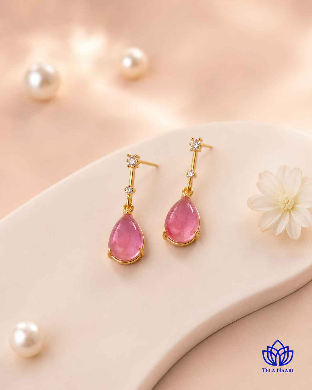 Y-Shape Ahana Pink Stone Necklace Set