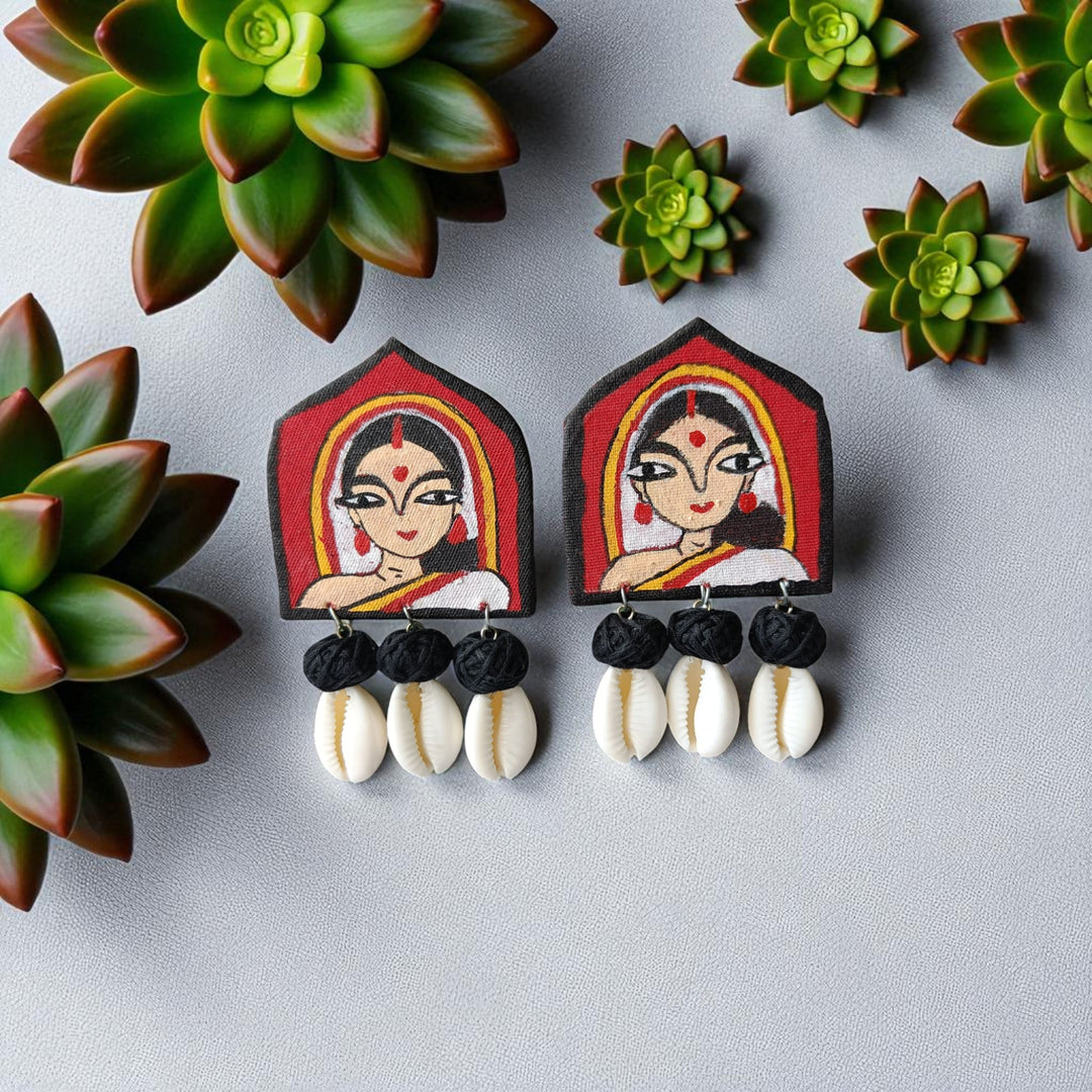 Tela Naari Bengali Woman Cowrie Earrings