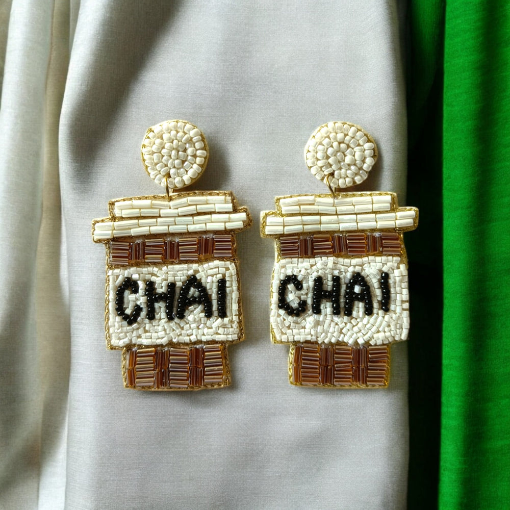 Tela Naari Handmade Chai Beaded Earrings – A Tribute to Tea Lovers - TelaNaari