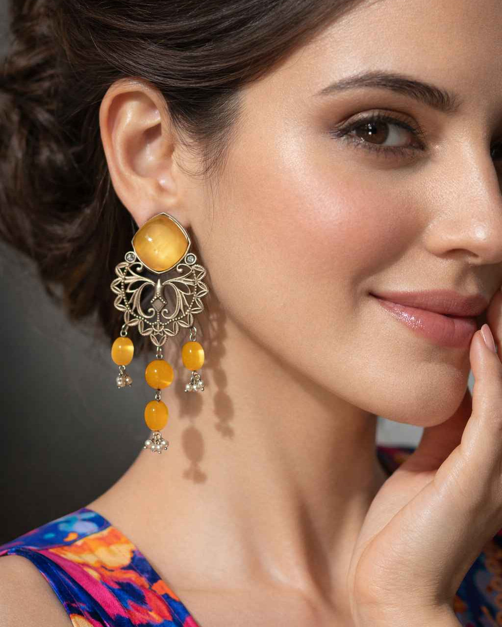 Elegant Iditri Silver-Plated Dangler Earrings