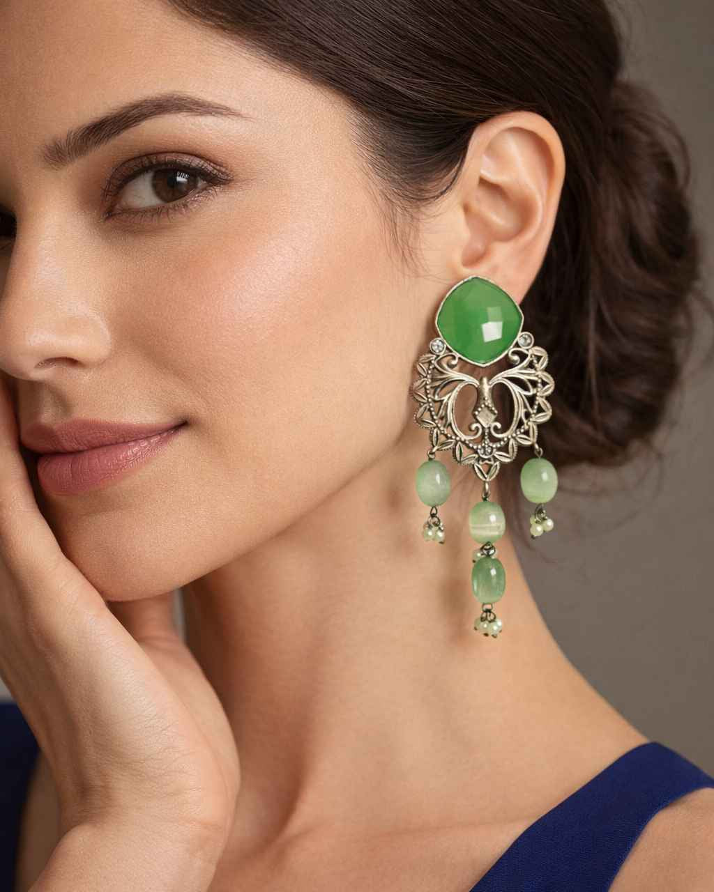 Elegant Iditri Silver-Plated Dangler Earrings