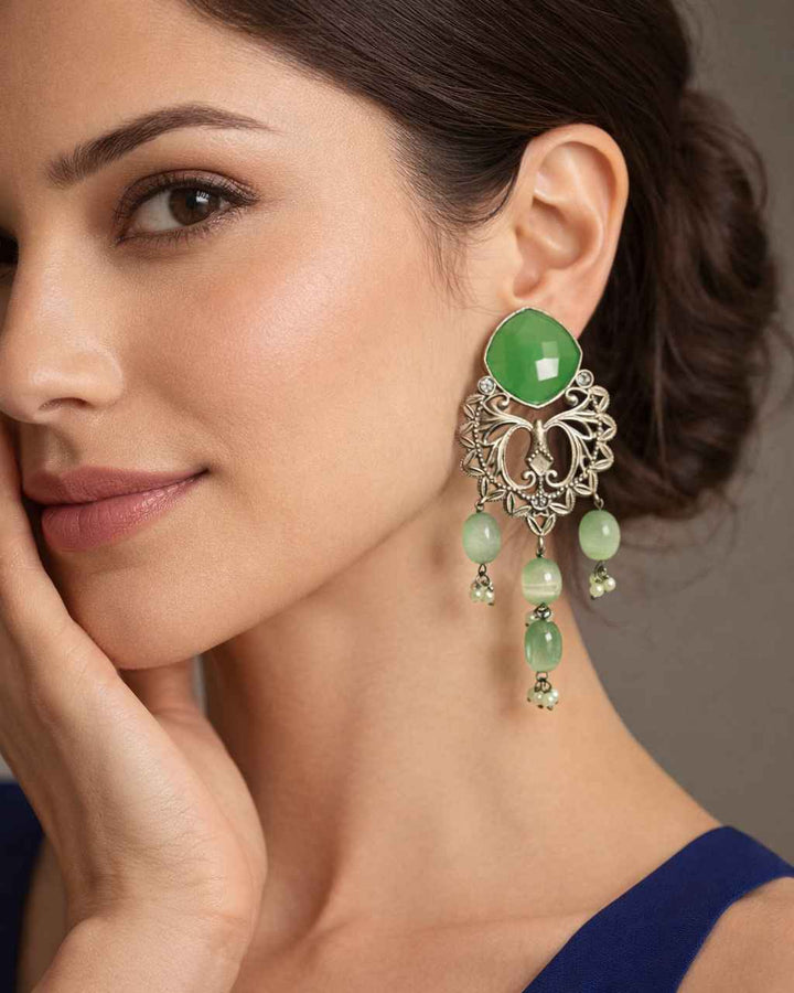 Elegant Iditri Silver-Plated Dangler Earrings