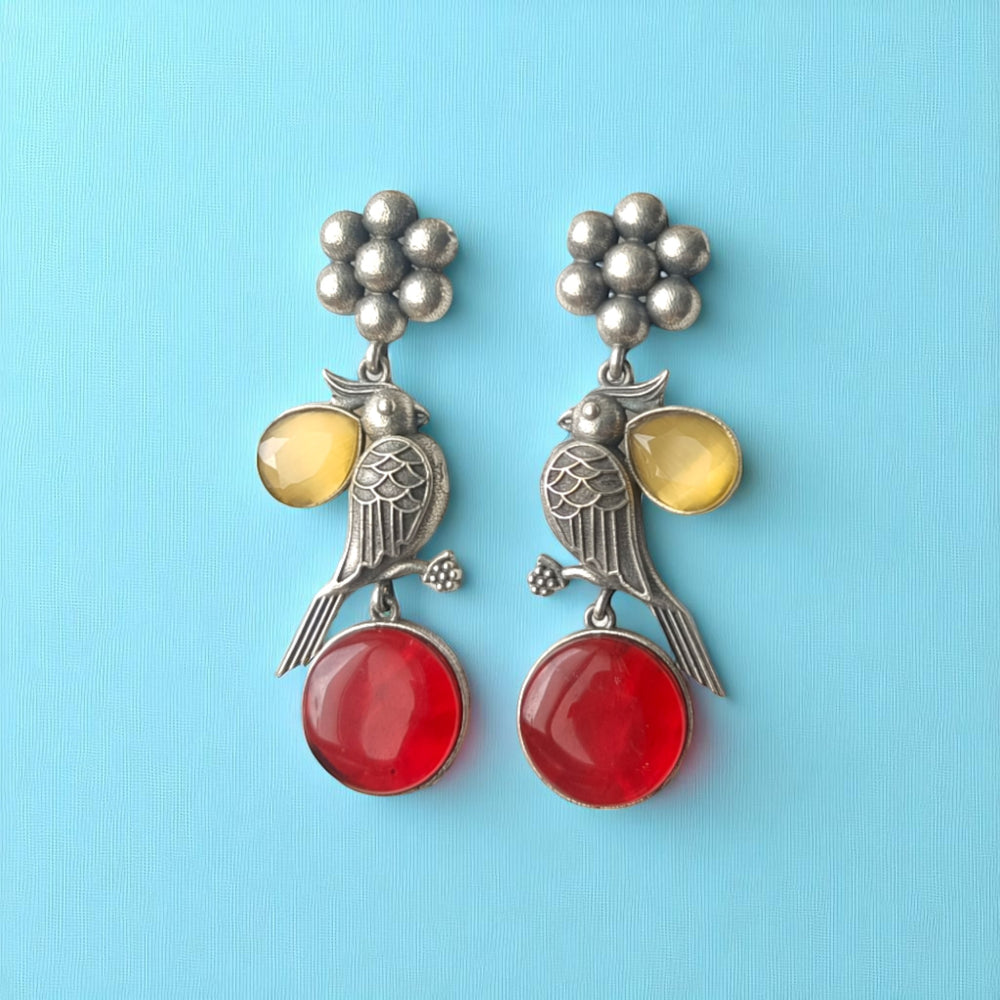 Tela Naari Mona Antique Bird Motif Earrings - TelaNaari
