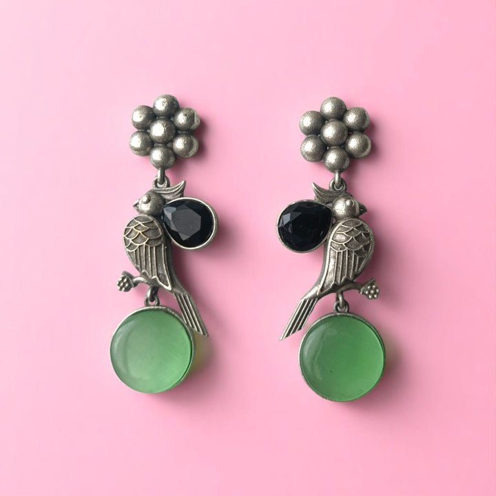 Tela Naari Mona Antique Bird Motif Earrings - TelaNaari