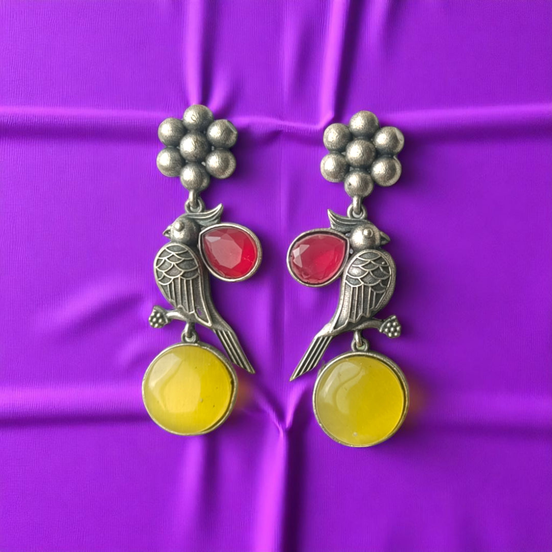 Tela Naari Mona Antique Bird Motif Earrings - TelaNaari