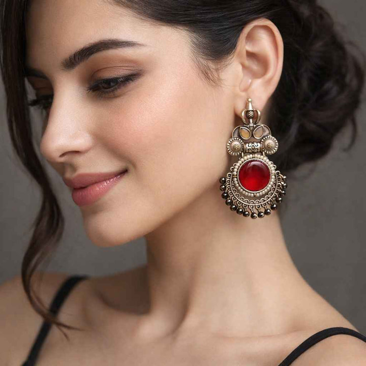 Huma Silver Oxidised Earrings