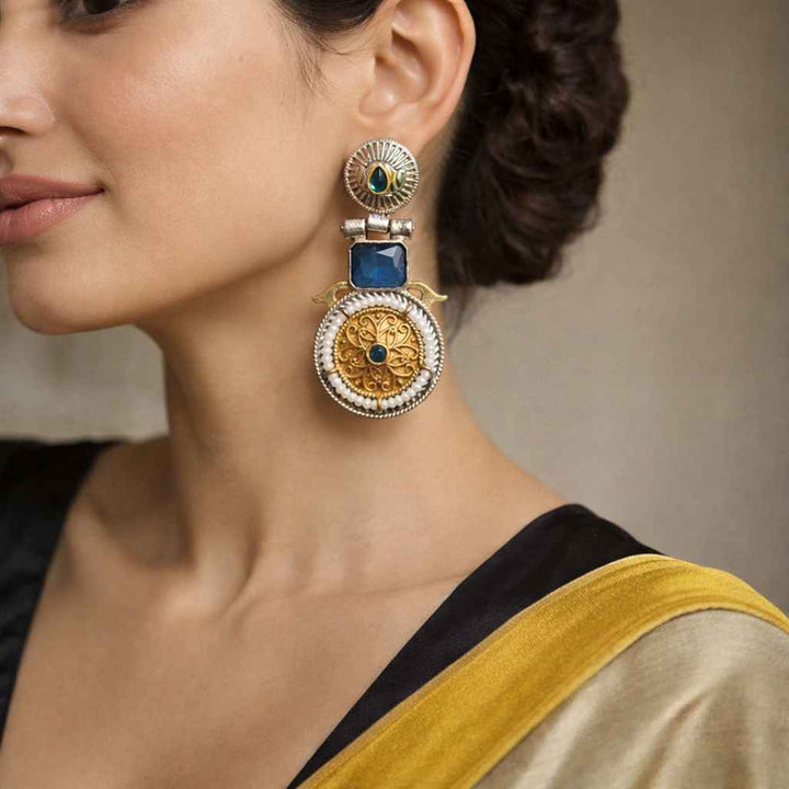 Blue Aashiyana Dual Tone Earrings