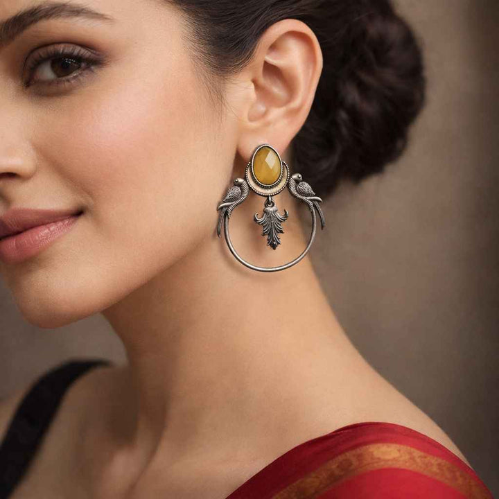 Classic Indumati Parrot Silver Plated Earrings