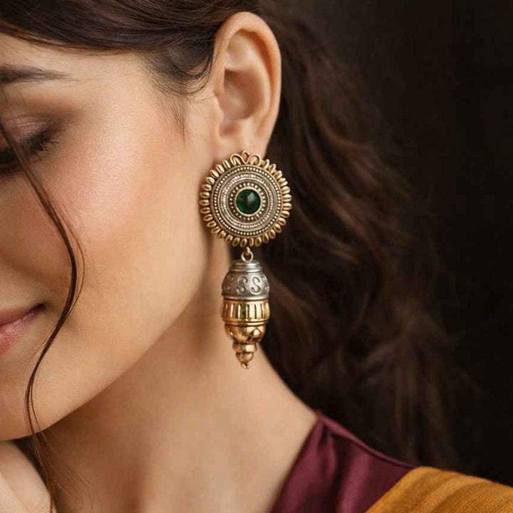 Atulya Classic Dual Tone Silver-Plated Earrings