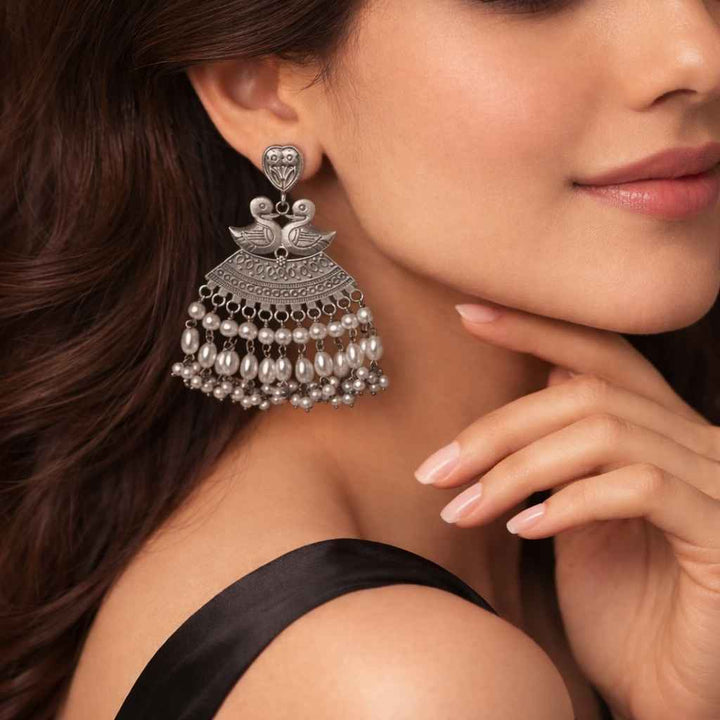 Silver-Plated Duck Earrings