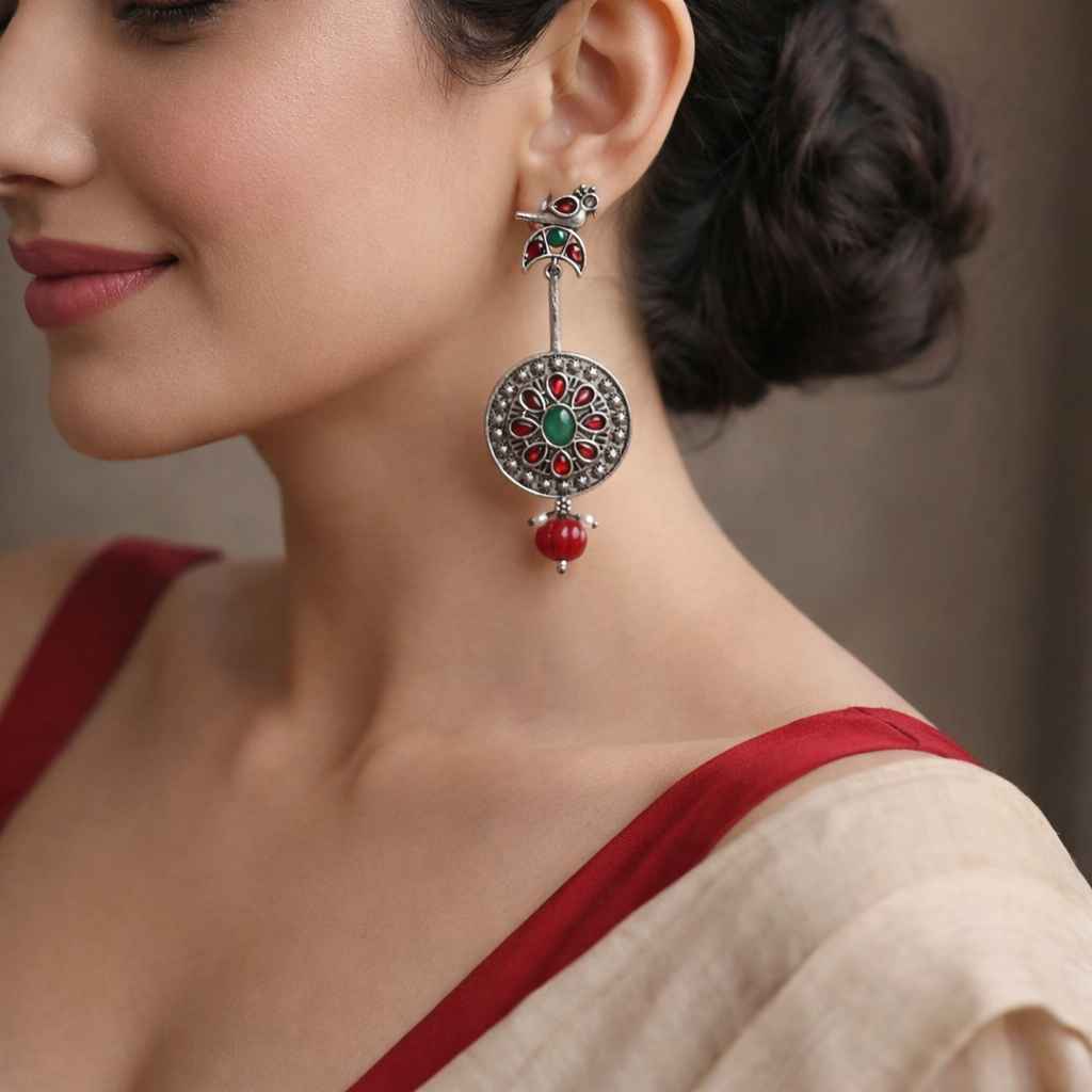 Elegant Idhika Bird Silver-Plated Earrings