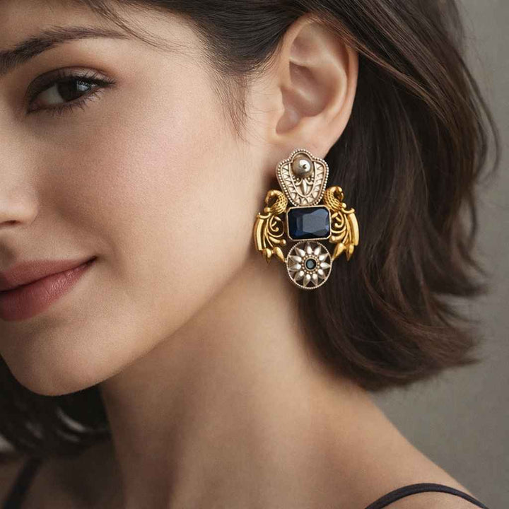 Blue Nilofer Dual Tone Earrings