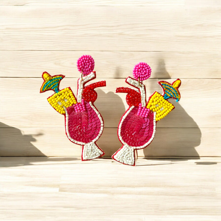 Tela Naari Tropical Cocktail Beaded Earrings – Vibrant Summer Statement Jewellery - TelaNaari